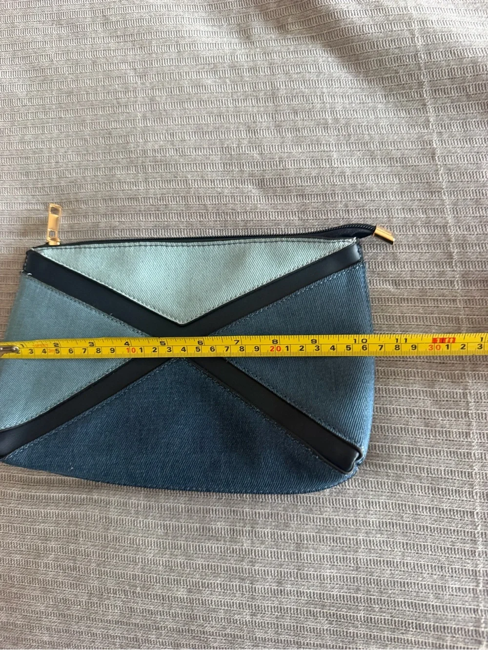 Blue Two-Tone Canvas Zip Pouch new